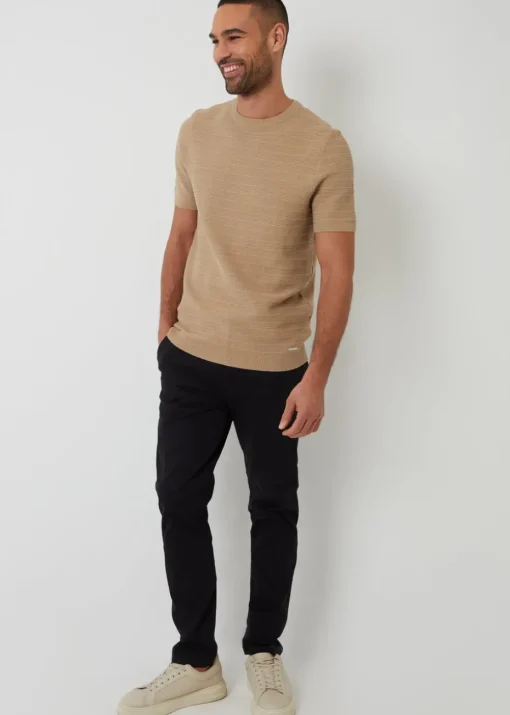 Threadbare Brown Textured Knitted T-Shirt