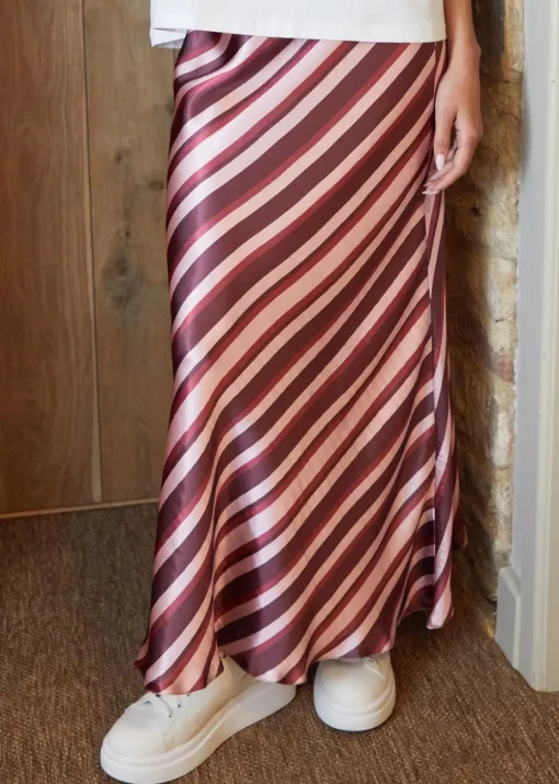 Threadbare Burgundy Satin Maxi Slip Skirt