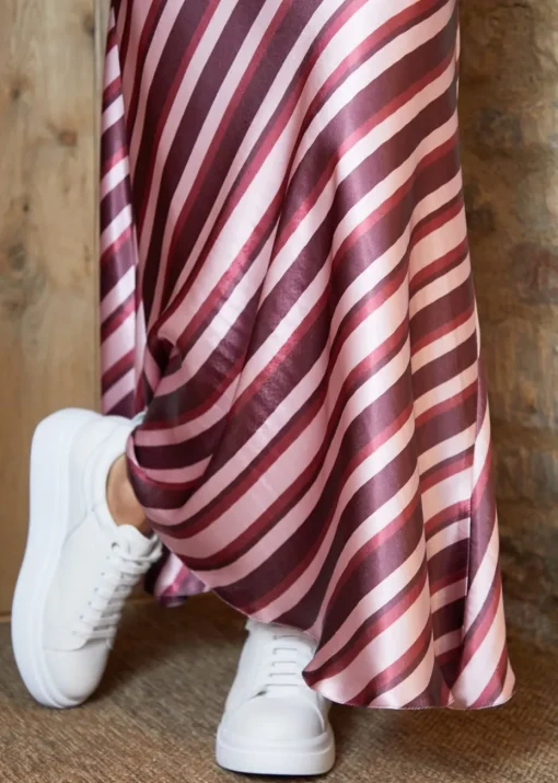 Threadbare Burgundy Satin Maxi Slip Skirt