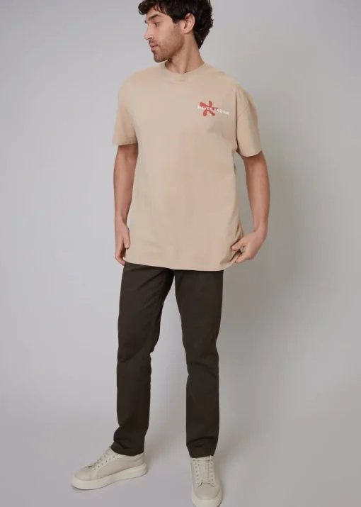 Threadbare Chocolate Cotton Regular Fit Chino Trousers with Stretch