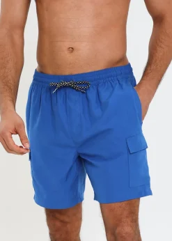 Threadbare Cobalt Mid-length Cargo Swim Shorts