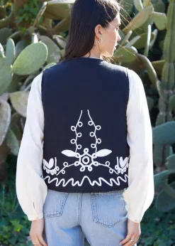 Threadbare Cream Cornelli Embroidered Gilet
