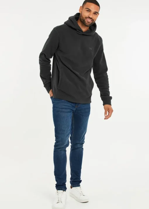 Threadbare Dark Grey Microfleece Overhead Hoodie