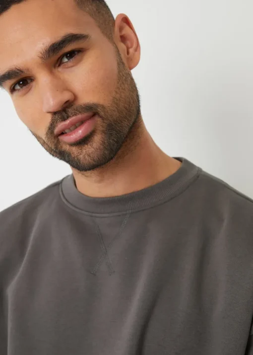 Threadbare Dark Grey Relaxed Fit Crew Neck Sweatshirt