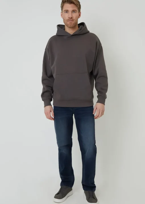 Threadbare Dark Grey Relaxed Fit Pullover Hoodie