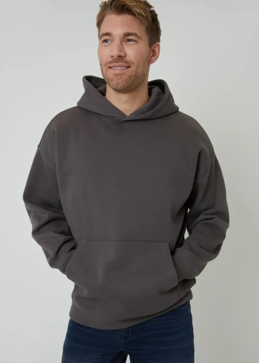Threadbare Dark Grey Relaxed Fit Pullover Hoodie