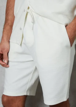 Threadbare Ecru Textured Elasticated Waist Shorts