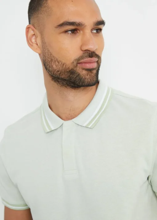 Threadbare Green Birdsall Two Tone Cotton Pique Polo Shirt