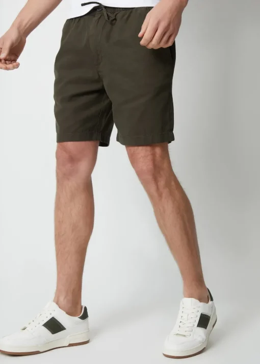 Threadbare Green Cotton Lyocell Jogger Style Shorts