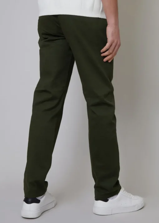 Threadbare Green Cotton Regular Fit Chino Trousers with Stretch