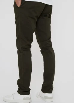 Threadbare Green Cotton Slim Fit Chino Trousers With Stretch