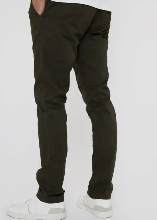 Threadbare Green Cotton Slim Fit Chino Trousers With Stretch