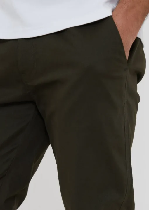 Threadbare Green Cotton Slim Fit Chino Trousers With Stretch