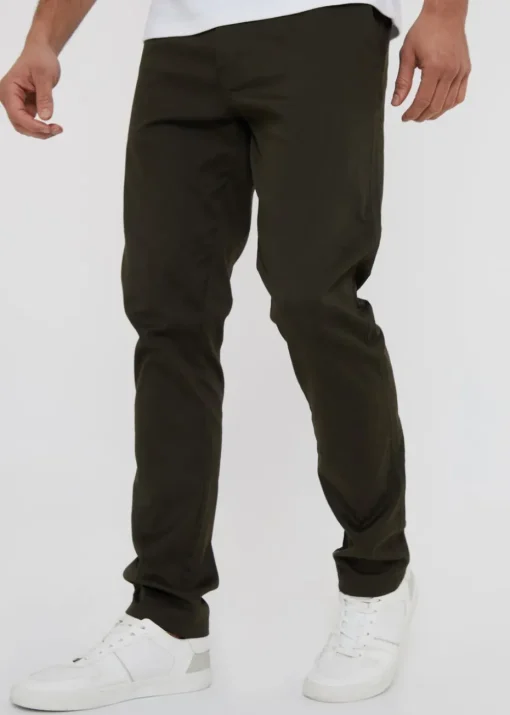 Threadbare Green Cotton Slim Fit Chino Trousers With Stretch