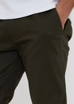 Threadbare Green Cotton Slim Fit Chino Trousers With Stretch