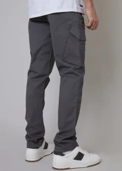 Threadbare Grey Cotton Cargo Trousers With Stretch