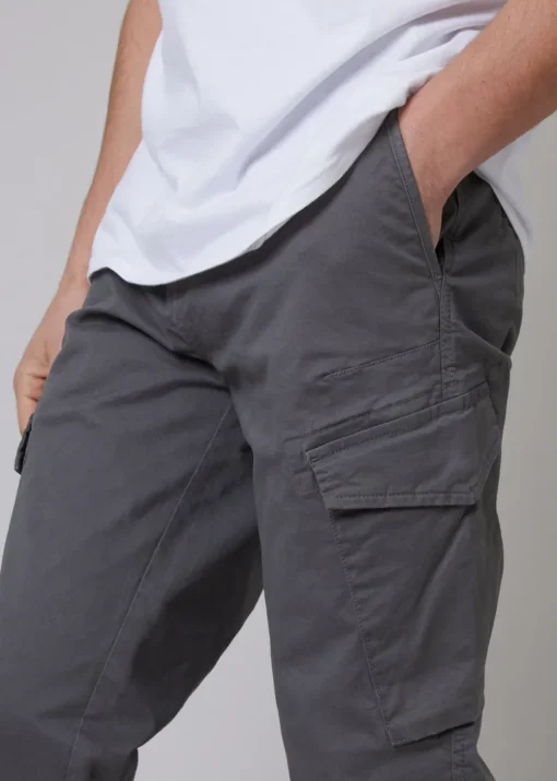 Threadbare Grey Cotton Cargo Trousers With Stretch