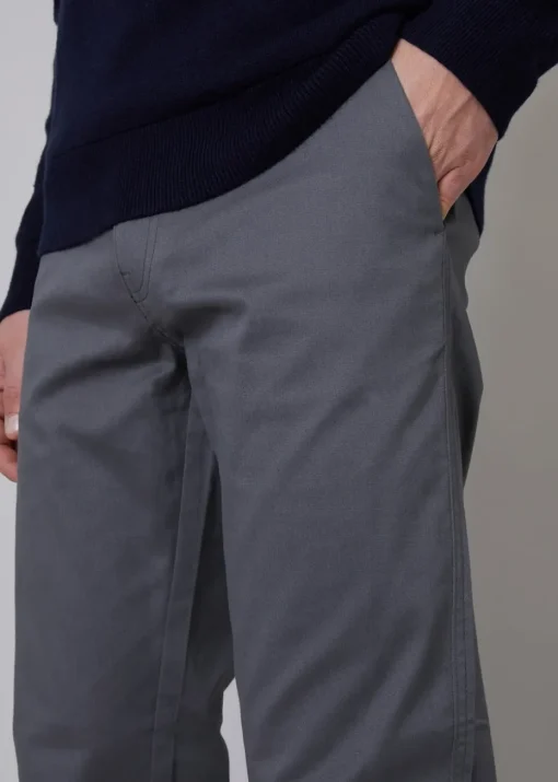 Threadbare Grey Cotton Regular Fit Chino Trousers with Stretch