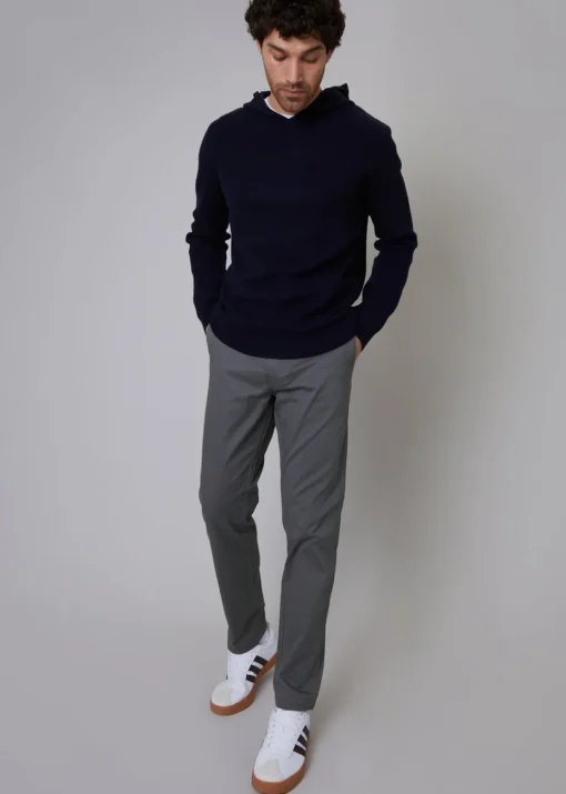 Threadbare Grey Cotton Regular Fit Chino Trousers with Stretch