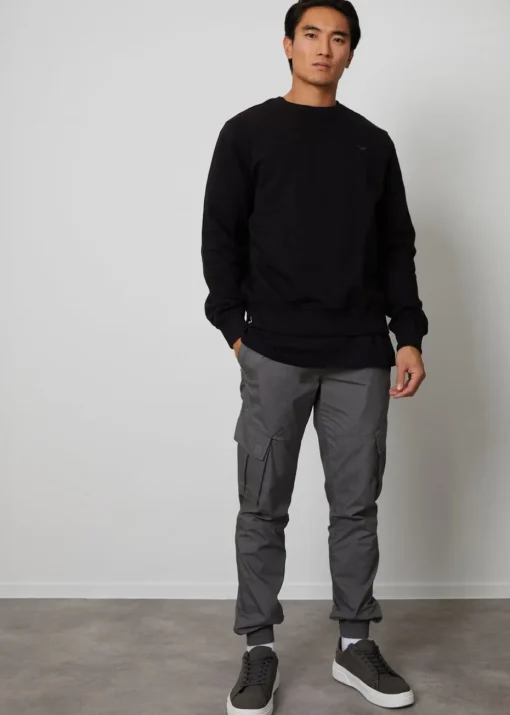 Threadbare Grey Cotton Slim Fit Cuffed Cargo Trousers