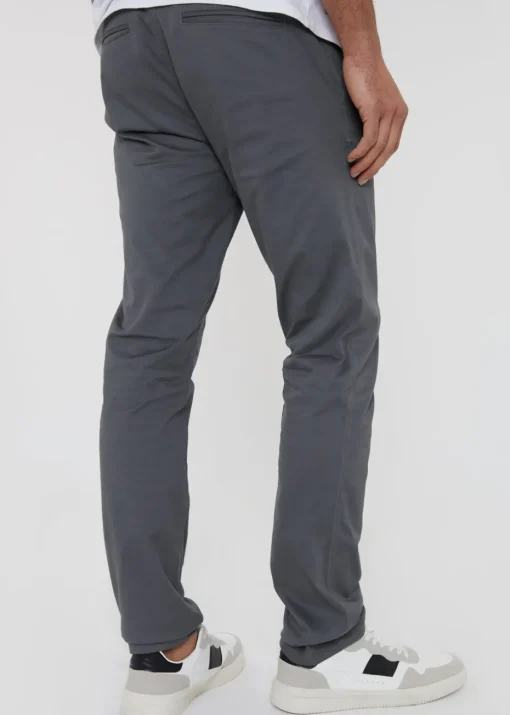Threadbare Grey Cotton Slim Fit Chino Trousers With Stretch