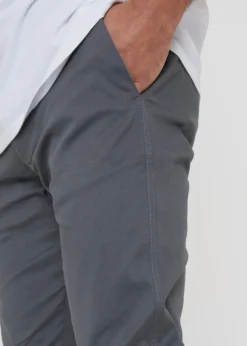 Threadbare Grey Cotton Slim Fit Chino Trousers With Stretch
