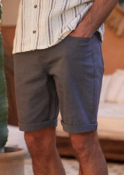 Threadbare Grey Overdyed Denim Shorts with Stretch