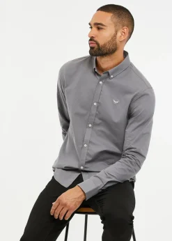 Threadbare Grey Oxford Cotton Long Sleeve Shirt