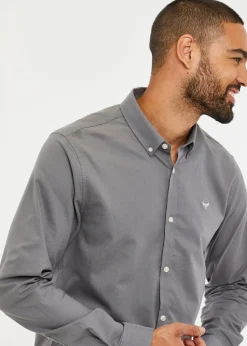 Threadbare Grey Oxford Cotton Long Sleeve Shirt