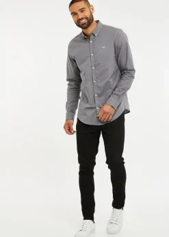 Threadbare Grey Oxford Cotton Long Sleeve Shirt