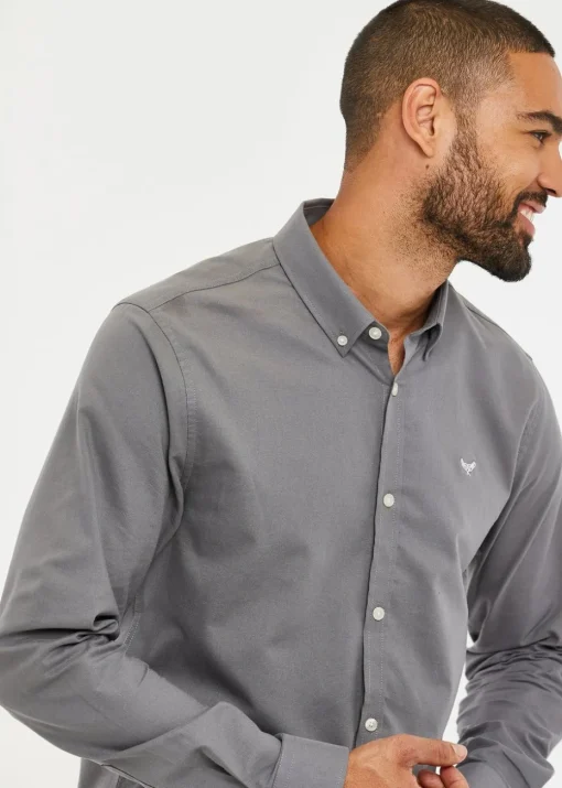 Threadbare Grey Oxford Cotton Long Sleeve Shirt
