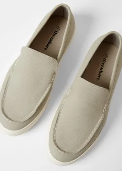 Threadbare Grey Textured Slip On Loafers