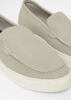 Threadbare Grey Textured Slip On Loafers