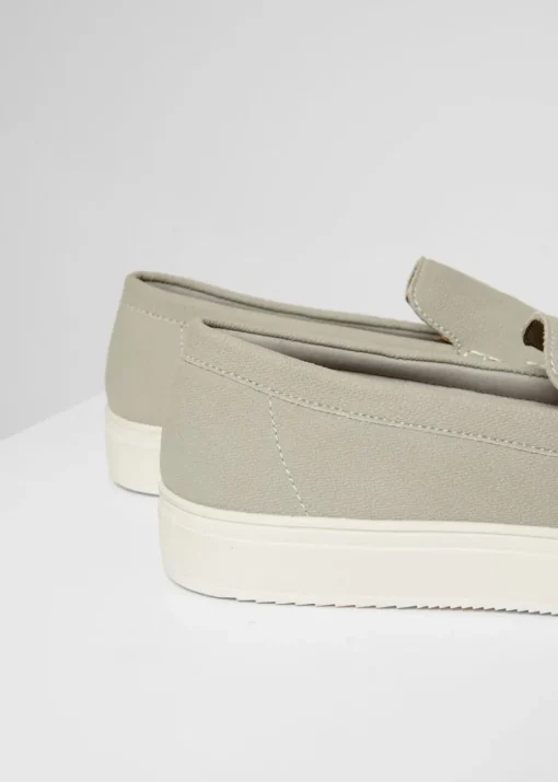 Threadbare Grey Textured Slip On Loafers