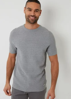 Threadbare Grey Textured Knitted T-Shirt