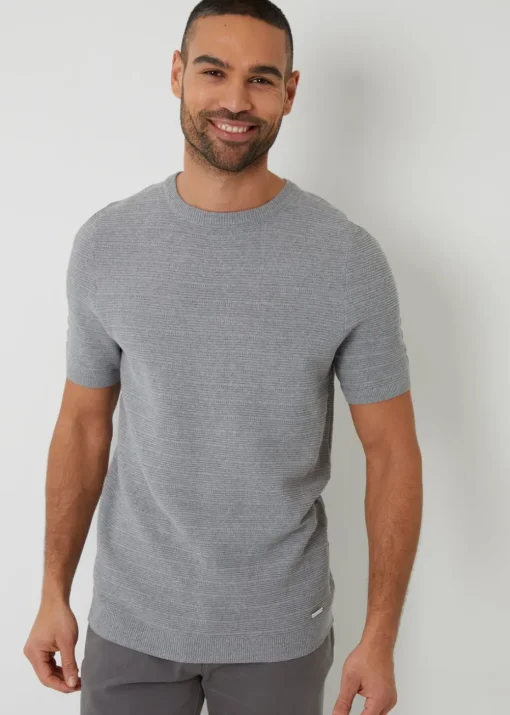 Threadbare Grey Textured Knitted T-Shirt