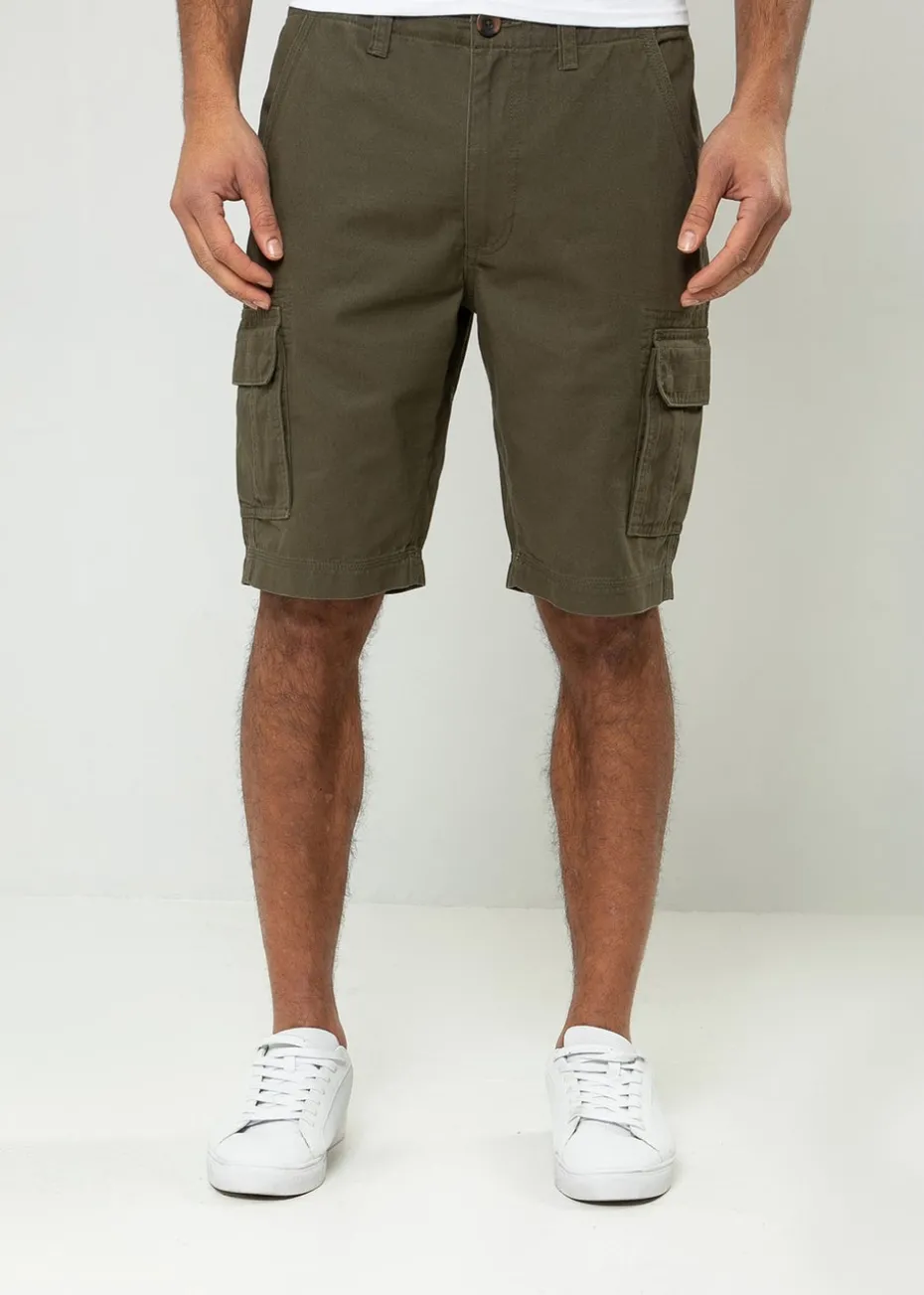 Threadbare Khaki Bute Cotton Cargo Shorts
