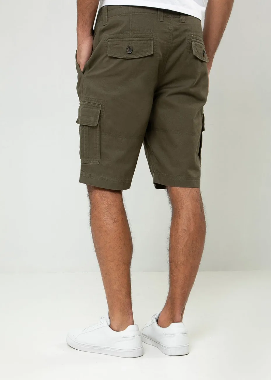Threadbare Khaki Bute Cotton Cargo Shorts