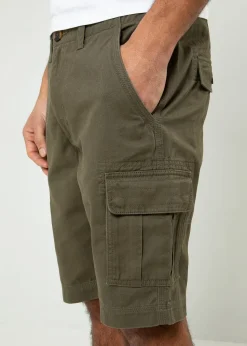 Threadbare Khaki Bute Cotton Cargo Shorts