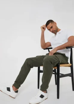 Threadbare Khaki Cotton Jogger Style Cargo Trousers With Stretch