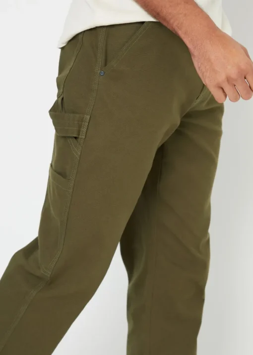 Threadbare Khaki Cotton Straight Leg Chino Cargo Trousers With Stretch