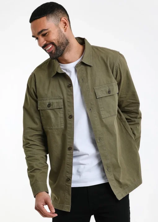 Threadbare Khaki Lightweight Cotton Shacket