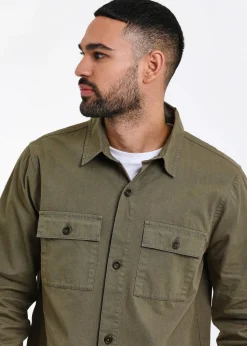 Threadbare Khaki Lightweight Cotton Shacket