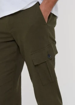Threadbare Khaki Linen Blend Cargo Trousers
