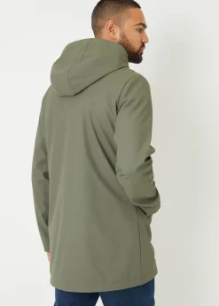 Threadbare Khaki Microfleece Lined Longline Showerproof Hooded Raincoat