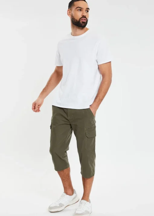Threadbare Khaki Panel Belted Cargo Trousers