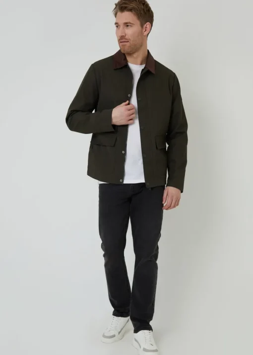 Threadbare Khaki Showerproof Collared Lightweight Jacket