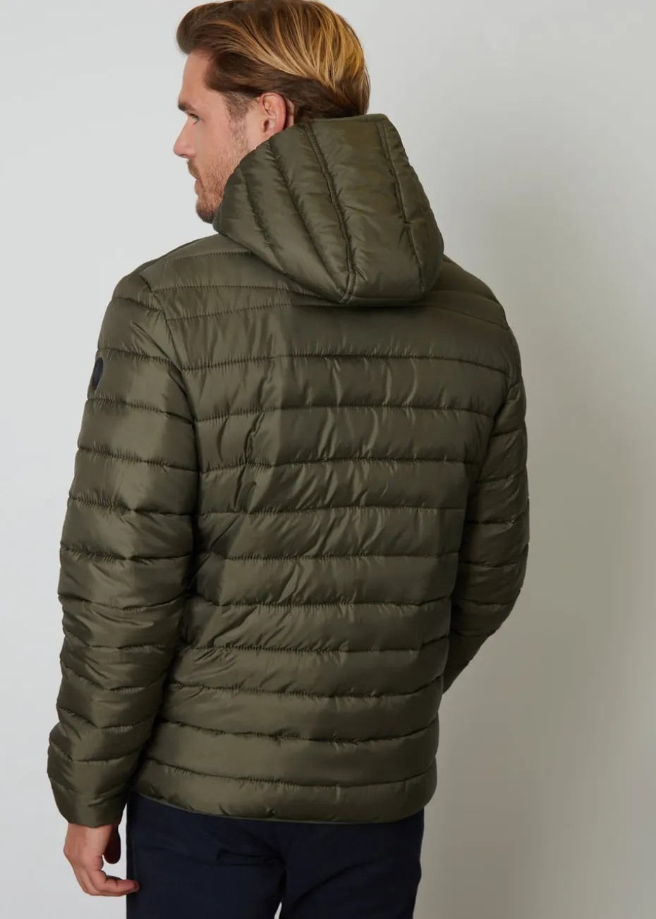 Threadbare Khaki State Matte Finish Padded Hooded Jacket