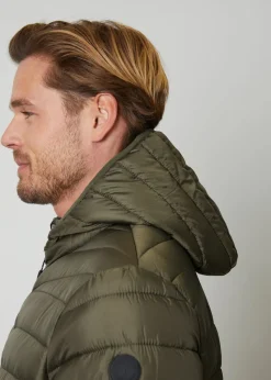 Threadbare Khaki State Matte Finish Padded Hooded Jacket