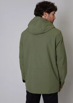 Threadbare Khaki Talon Hooded Lightweight Jacket with Fleece Lined Hood